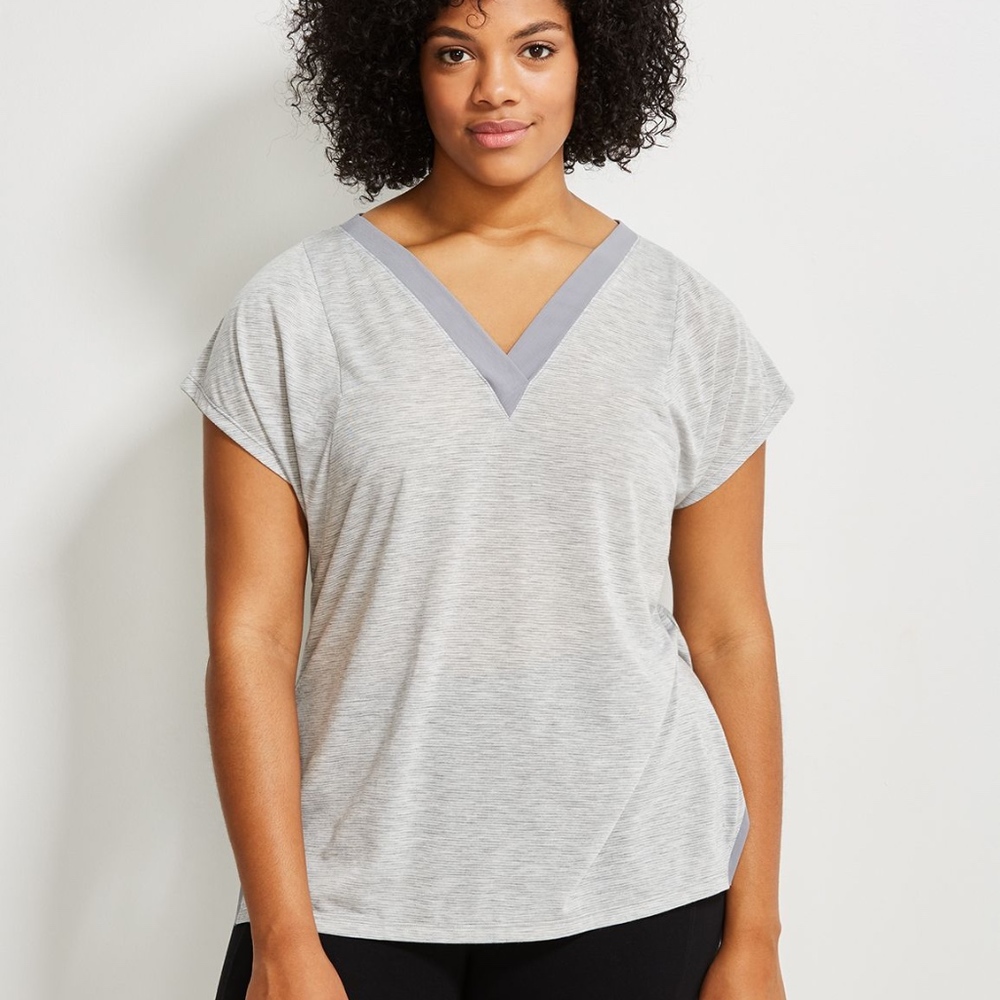 NWT Lane Bryant Striped Active Tee With Mesh Trim